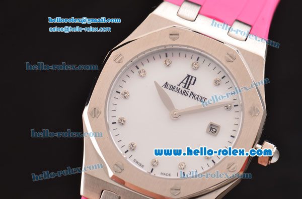 Audemars Piguet Royal Oak Lady Japanese Miyota OS2035 Quartz Steel Case with Light Pink Rubber Strap and Pink Dial - Click Image to Close